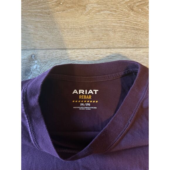Ariat Rebar Mens Red Short Sleeve T-shirt Size 2XL Work Shirt - Picture 3 of 3